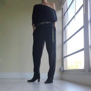 Tart black raglan sleeves stretch jumpsuit M